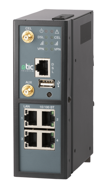 Etic Telecom industriële router in IP30 metalen behuizing voor DIN-rail